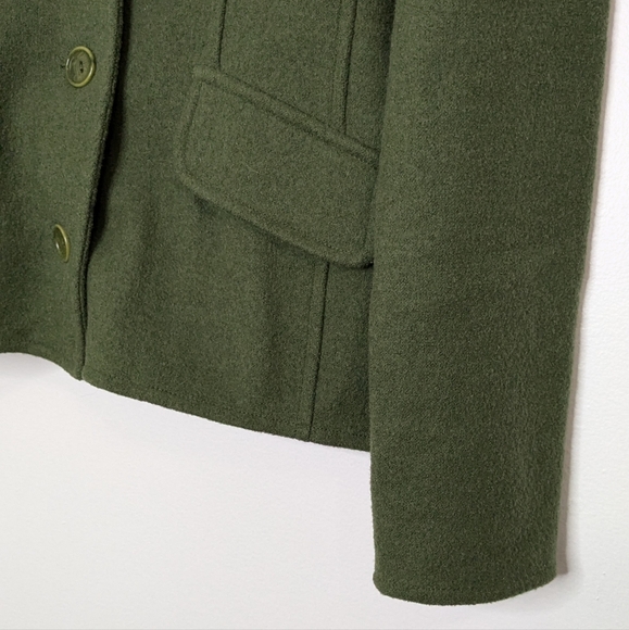 Talbots Medium Olive Green Wool & Alpaca Blend Long Sleeve Button‎ Down Jacket - Picture 6 of 10